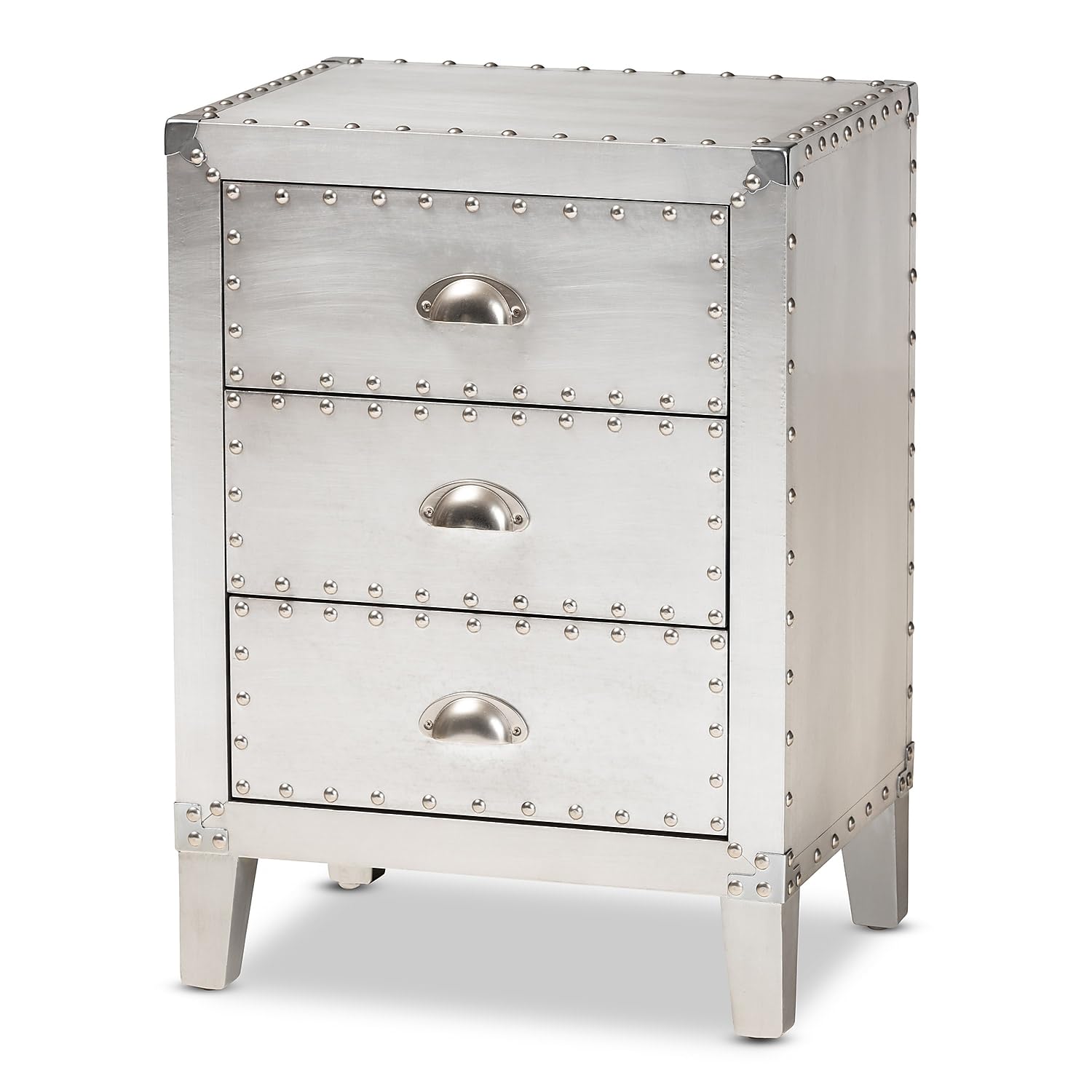 Baxton Studio Claude 17.72-Inch W X 13.78-Inch D End Table, Silver (160-10250-Hit)